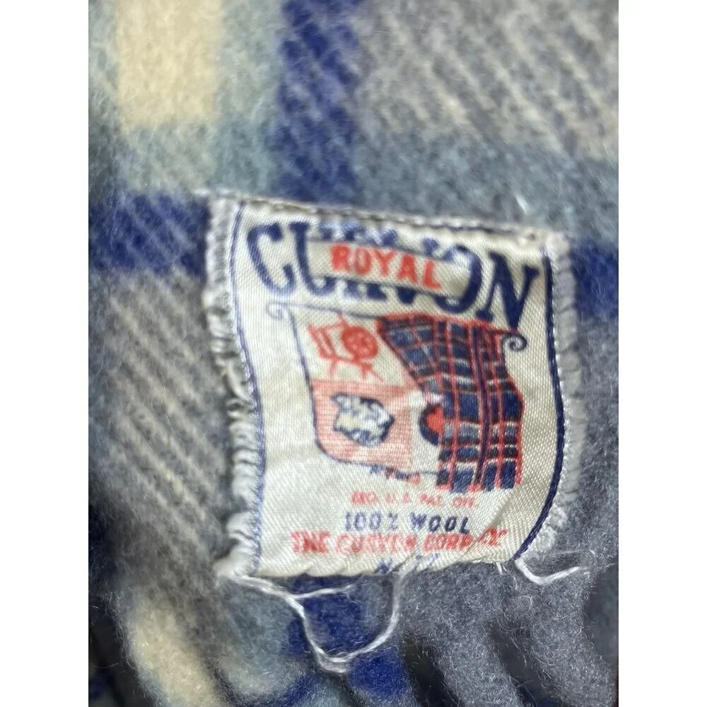Vintage Curvon Royal Tartan Fringe Blanket Wool Stadium Throw Retro Cozy Classic